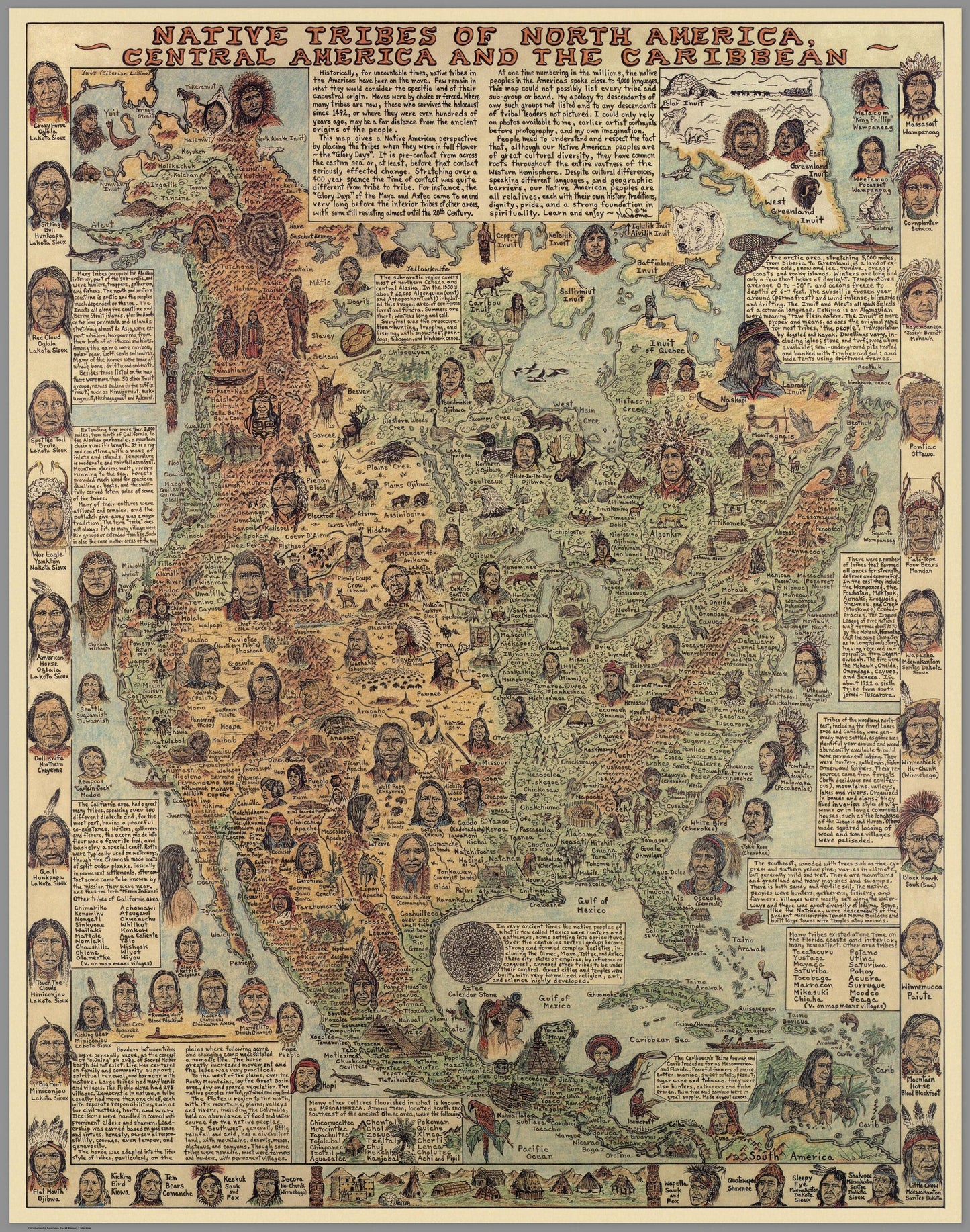 Póster de mapa de los nativos americanos, lienzo