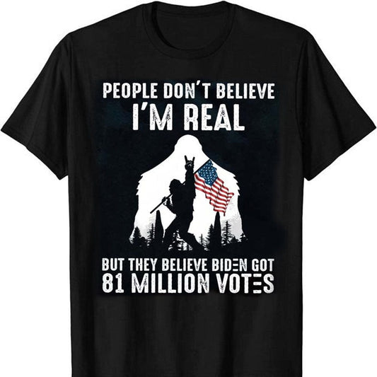 People Don't Believe I'm Real Bigfoot With American Flag, Bigfoot Tee Shirt