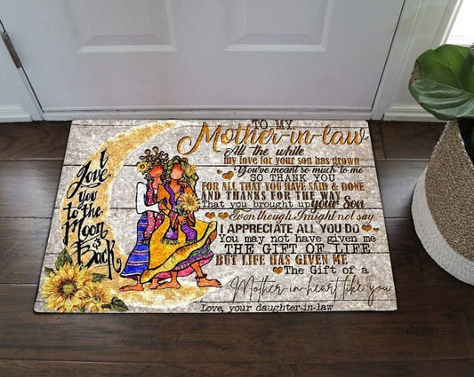 Family Hippie To My Mother In Law Love From Your Daughter In Law  Hippie Doormat