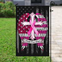 Faith Over Fear, Pink Ribbon Cross Wings, Breast Cancer Awareness Flag, House & Garden Flag