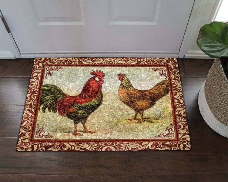 Chicken Couple Chicken Doormat