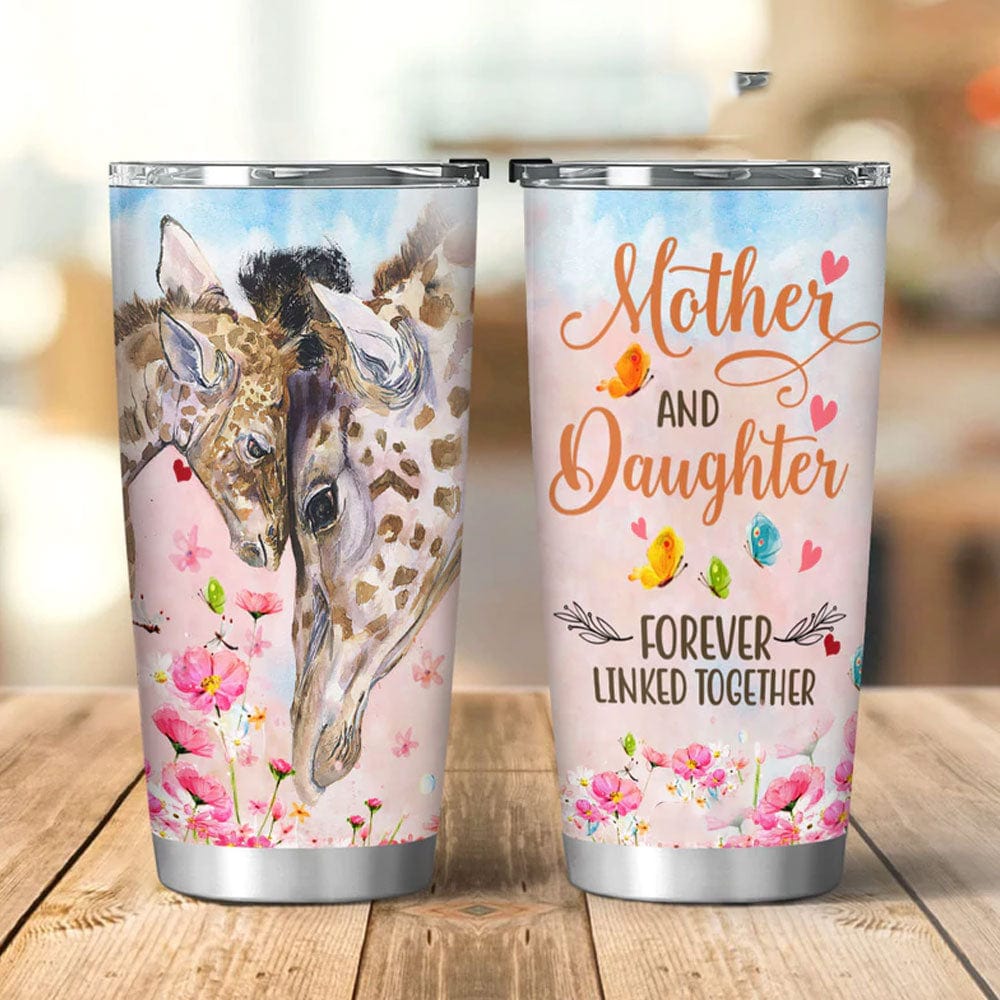 Mother And Daughter Forever Linked Together Giraffe Tumbler