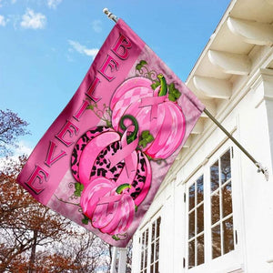 Believe, Pink Ribbon And Pumpkin, Breast Cancer Awareness Flag, House & Garden Flag