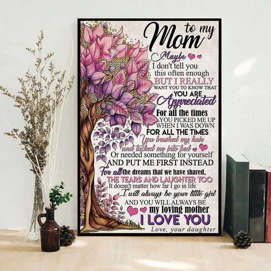 A mi mamá Tal vez no te lo diga Póster del Día de la Madre, Lienzo