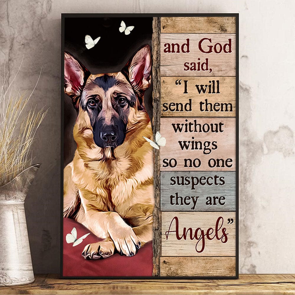 And God Said I Will Send Them Without Wings Memorial German Shepherd Poster, Canvas