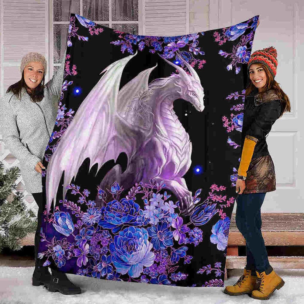 Floral Dragon Fleece & Sherpa Blanket