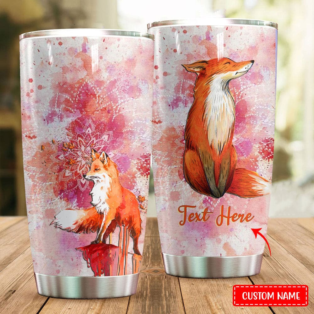 Vaso personalizado con forma de zorro y acuarela