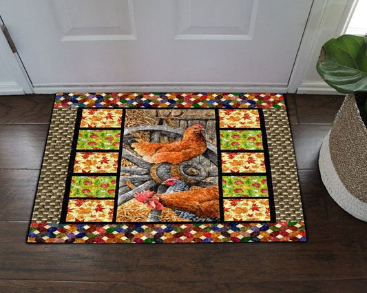 Chicken Couple Chicken Doormat