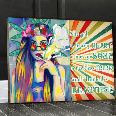 She Got A Heavy Heart A Messy Soul Hippie Girl Hippie Poster, Canvas