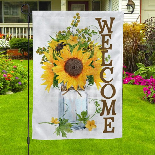 Arte de girasoles para el jardín de bienvenida, casa de girasoles, bandera de jardín