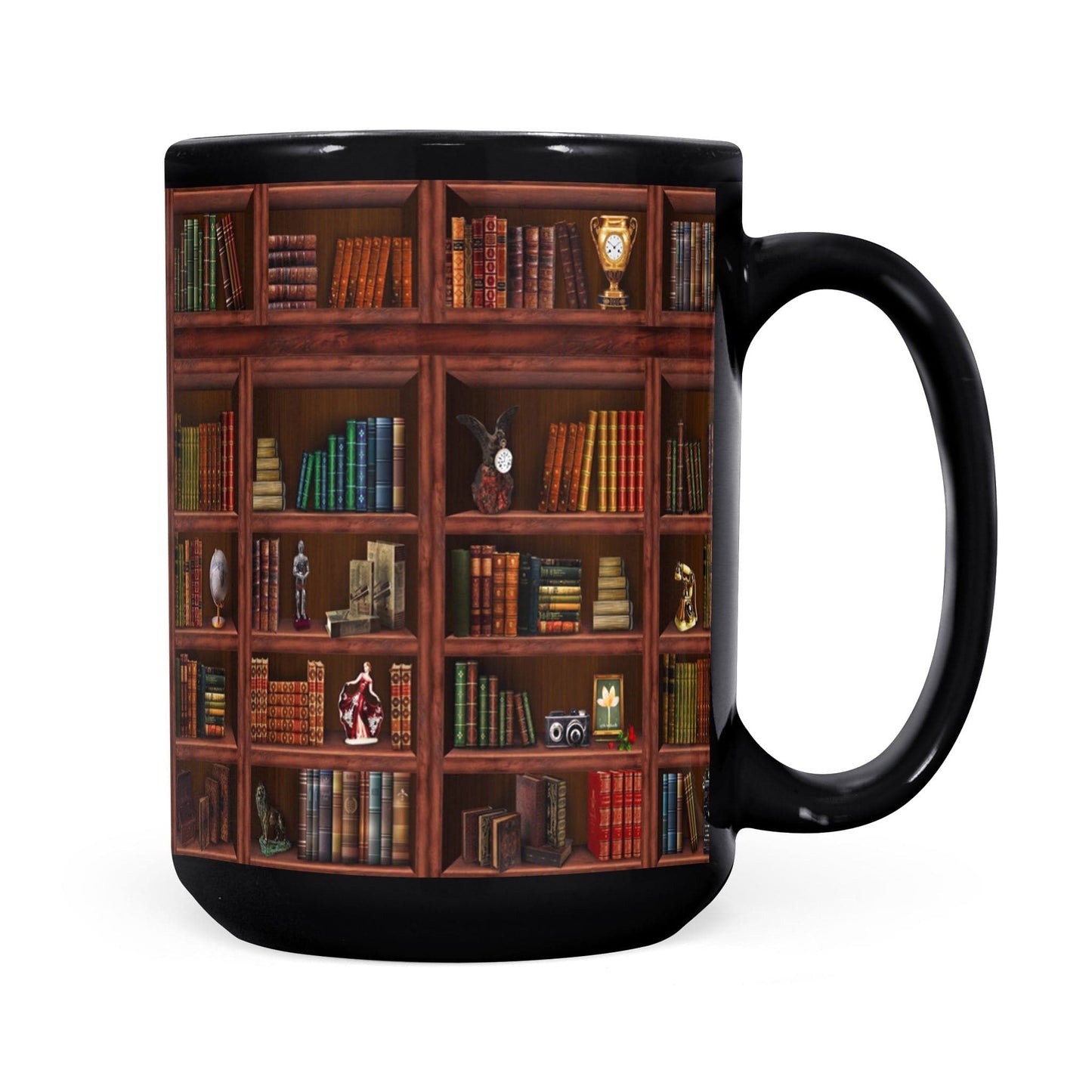 Taza con estante de madera