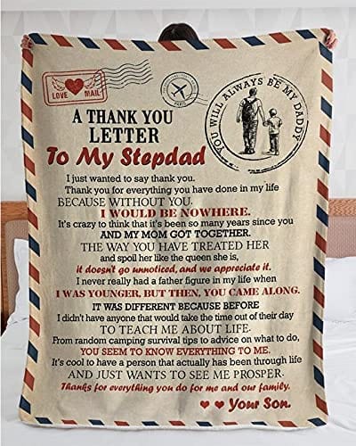 A Thank You Letter To My Stepdad Gift From Son Father's Day Blanket