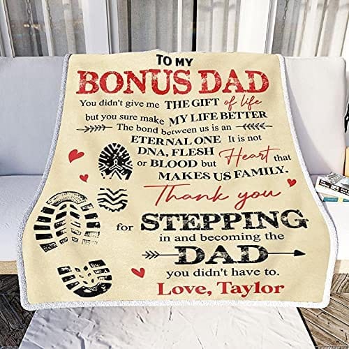 Personalized To My Step Dad, Bonus Dad Father's Day Blanket