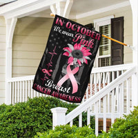 In October We Wear Pink, Ribbon Sunflower Heartbeat, Breast Cancer Awareness Flag, House & Garden Flag