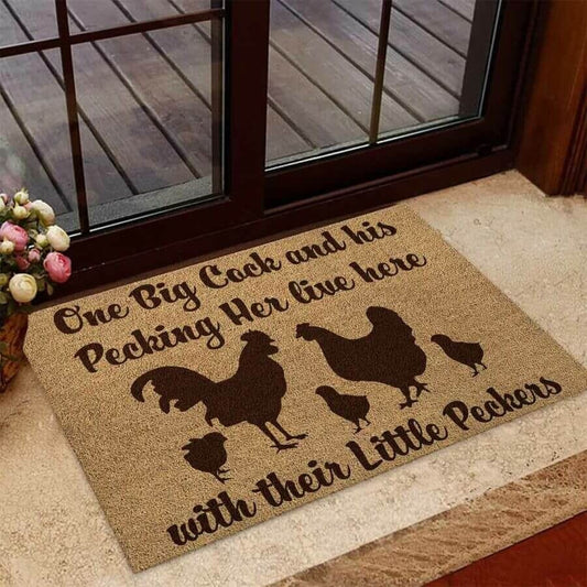 Funny Chicken Family Chicken Doormat