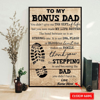 Personalized To My Bonus Dad Father's Day Poster, Canvas