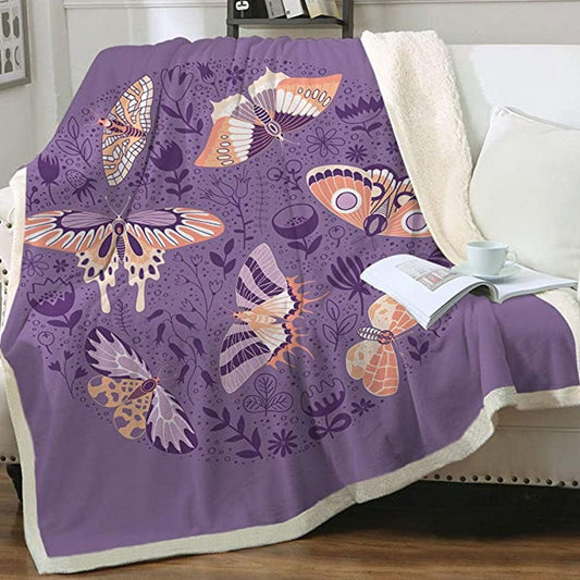 Manta polar y sherpa con diseño de mariposa