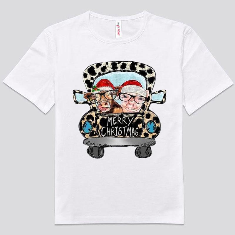 Merry Christmas Leopard Cow & Pig Shirts