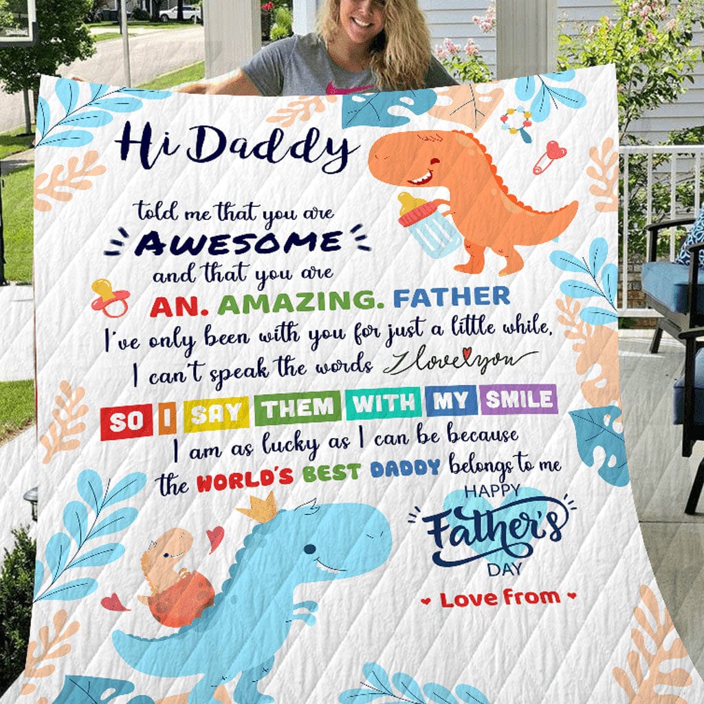 Hi Daddy Father's Day Fleece & Sherpa Blanket