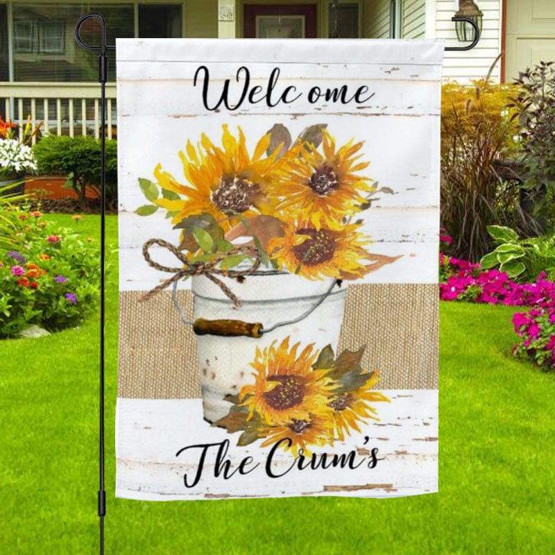 Family Name Personalized Sunflower House & Garden Flag