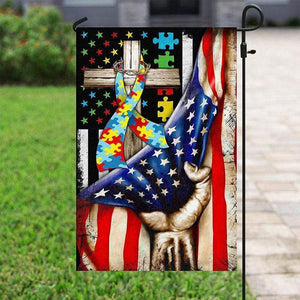 Autism American Awareness House & Garden Flag, Puzzle Piece Ribbon