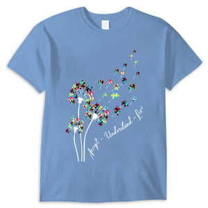 Accept Understand Love, Puzzle Piece Dandelion Autism Acceptance Awareness Shirt