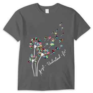 Autism Acceptance Awareness Shirt, Accept Understand Love, Puzzle Piece Dandelion