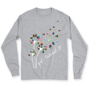 Autism Acceptance Awareness Shirt, Accept Understand Love, Puzzle Piece Dandelion