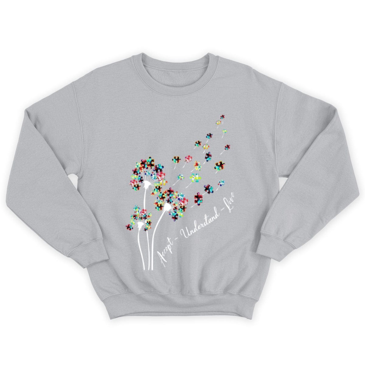 Camiseta de concienciación sobre la aceptación del autismo, aceptar, comprender, amar, pieza de rompecabezas, diente de león