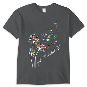 Accept Understand Love, Puzzle Piece Dandelion Autism Acceptance Awareness Shirt