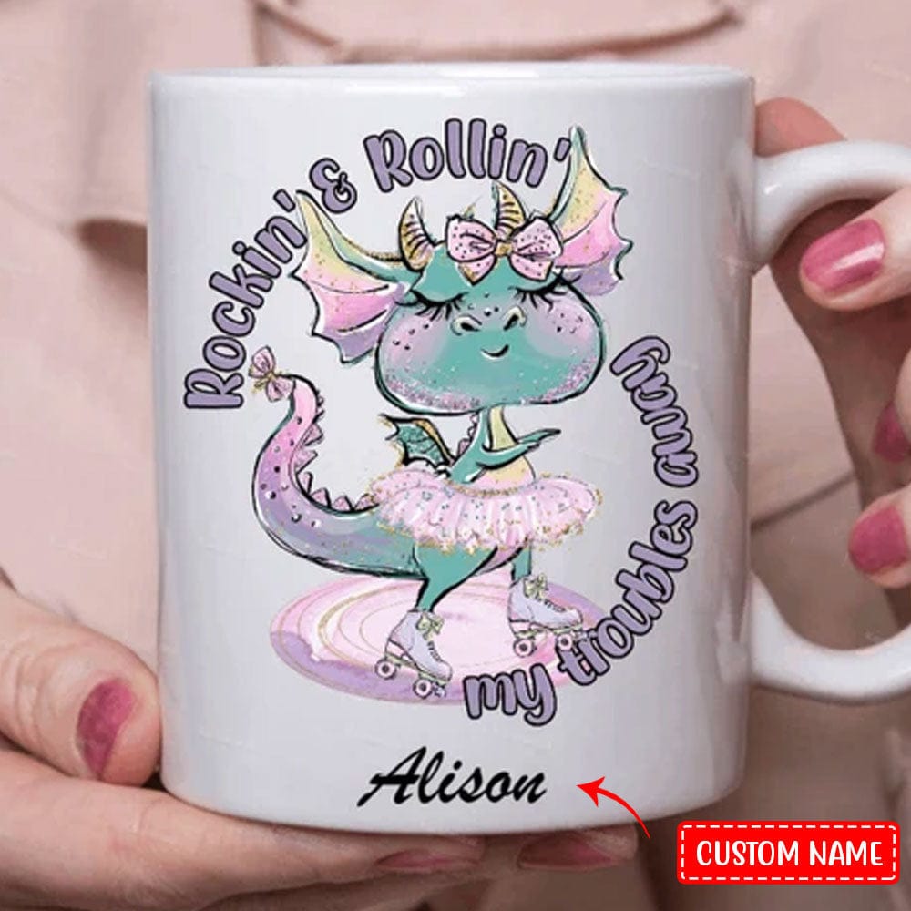 Personalized Rocking Rolling My Trouble Away Dragon Mugs, Cup