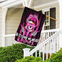 In October We Wear Pink, Ribbon Skull, Breast Cancer Awareness Flag, House & Garden Flag