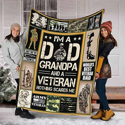 I'm A Dad Grandpa Veteran Father's Day Blanket