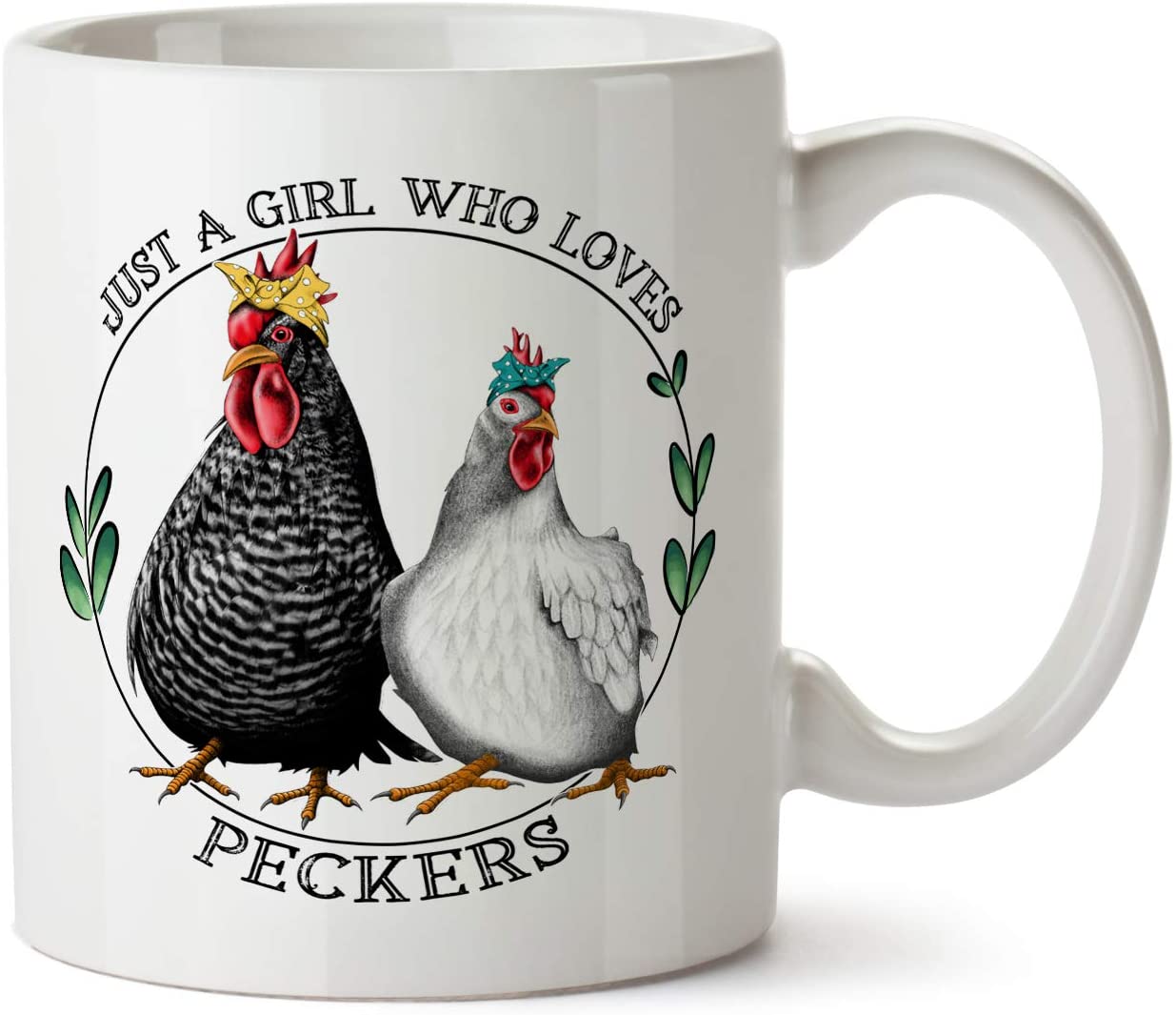 Taza de pollo con el mensaje "Solo una chica que ama a los pollos"