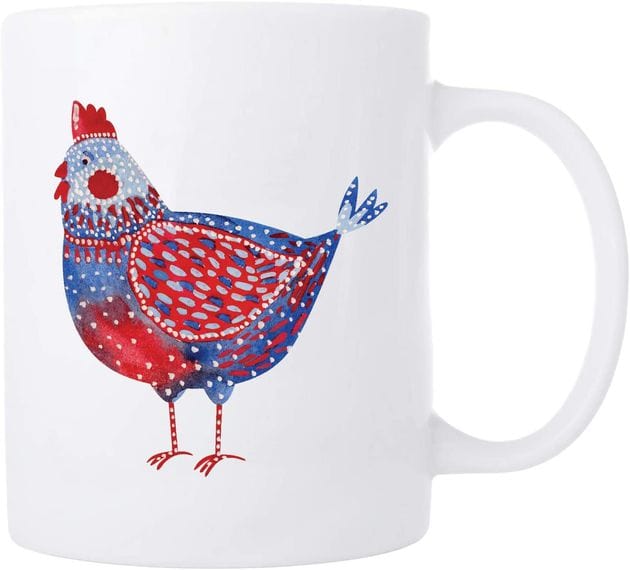 Taza con forma de gallina y pollo