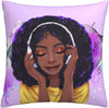 African American Girl Love Music Purple Hair Pillow