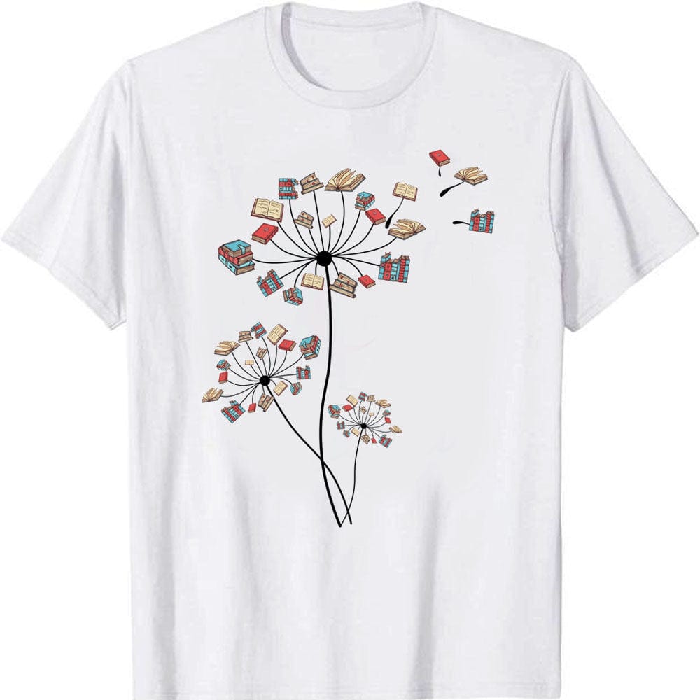 Dandelion Flower Made Of Book Lover T Shirts