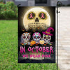 In October We Wear Pink, Halloween Skull Ribbon, Breast Cancer Awareness Flag, House & Garden Flag