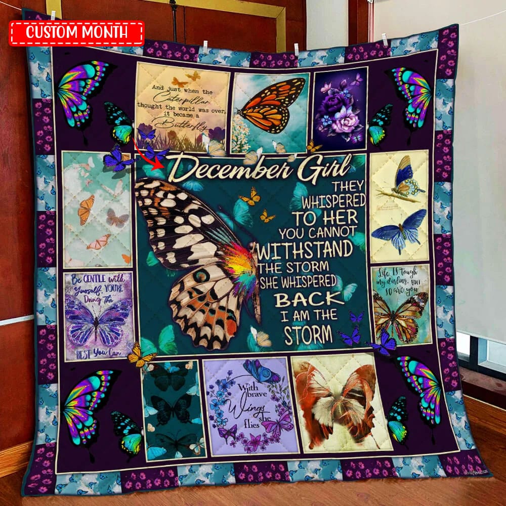 Personalized December Girl Fleece & Sherpa Blanket