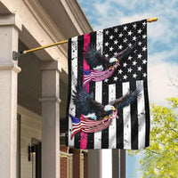Pink Ribbon Line Eagle, Breast Cancer Awareness American Flag, House & Garden Flag