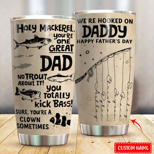Vaso personalizado para el día del padre con el texto "Papá pescador"