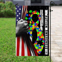 Autism American Awareness House & Garden Flag, Puzzle Piece Ribbon