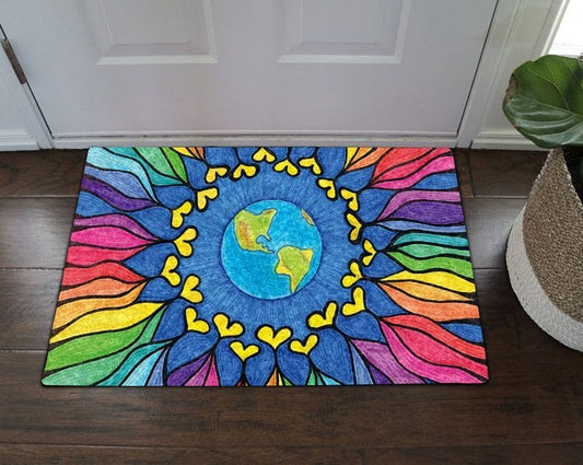 Hippie Earth Flower  Hippie Doormat