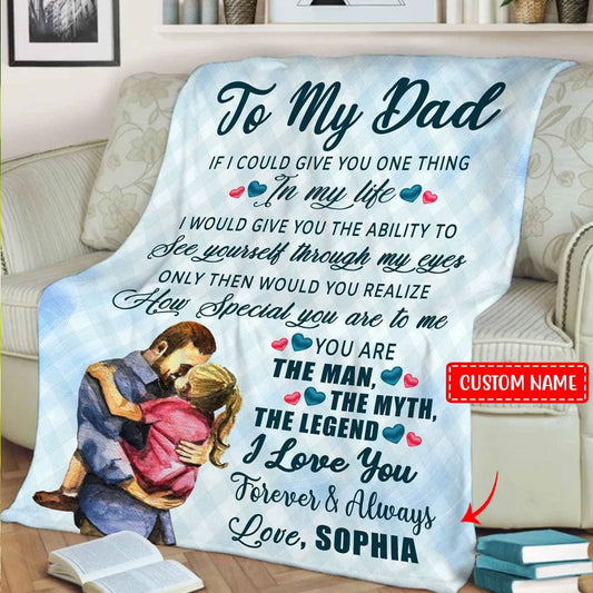 Manta de polar y sherpa personalizada para el Día del Padre "Si pudiera darte una cosa"