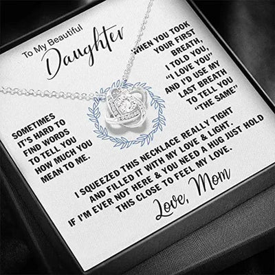 To My Beautiful Daughter Love Knot Necklace - Love, Mom