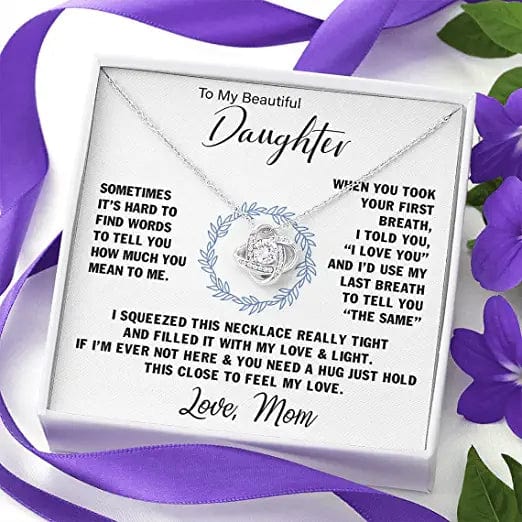 To My Beautiful Daughter Love Knot Necklace - Love, Mom