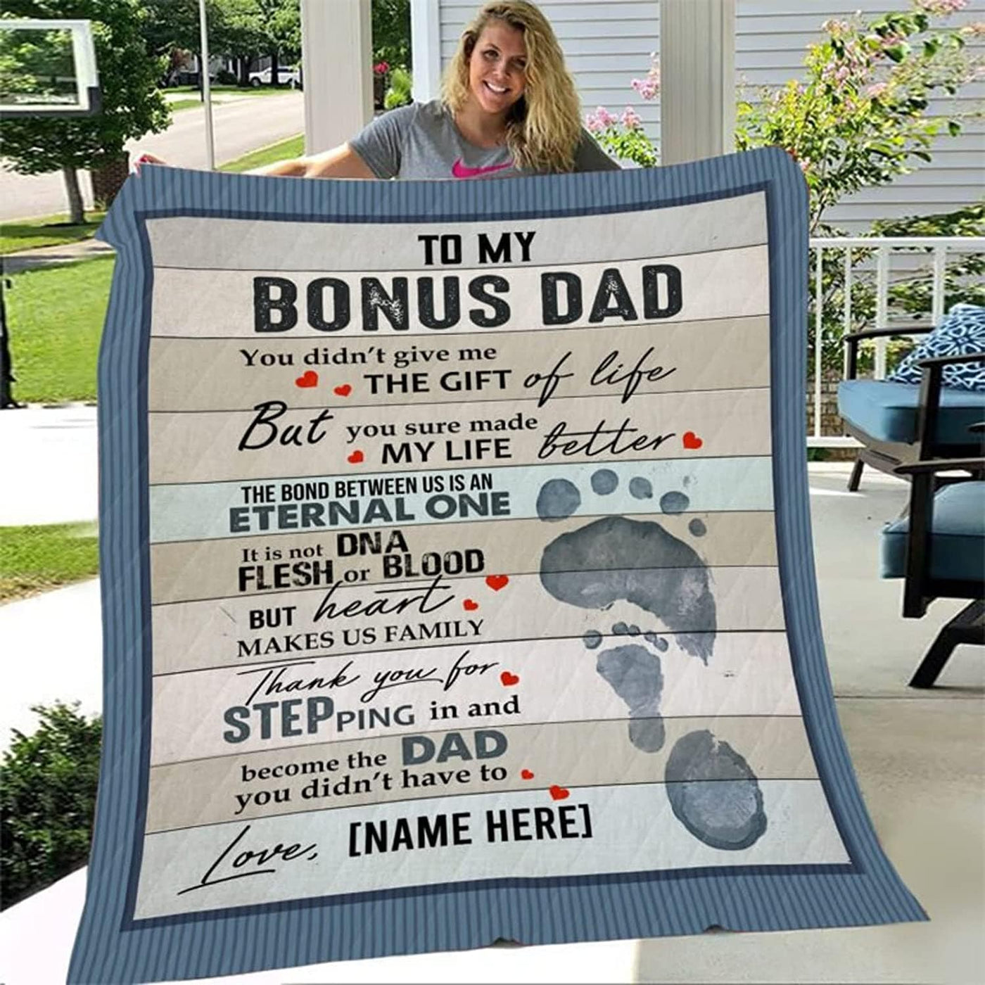 Personalized To My Step Dad, Bonus Dad Father's Day Blanket