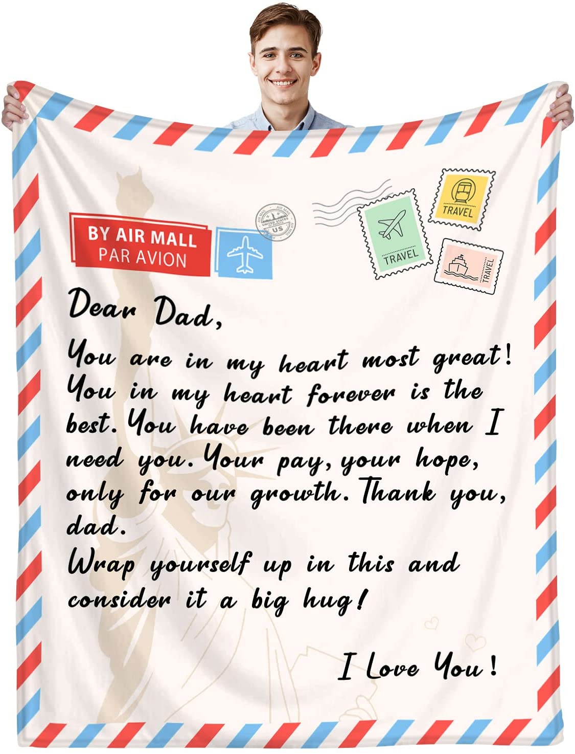 Airmail Letter Dear Dad Father's Day Blanket