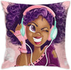 African American Girl Love Music Purple Hair Pillow