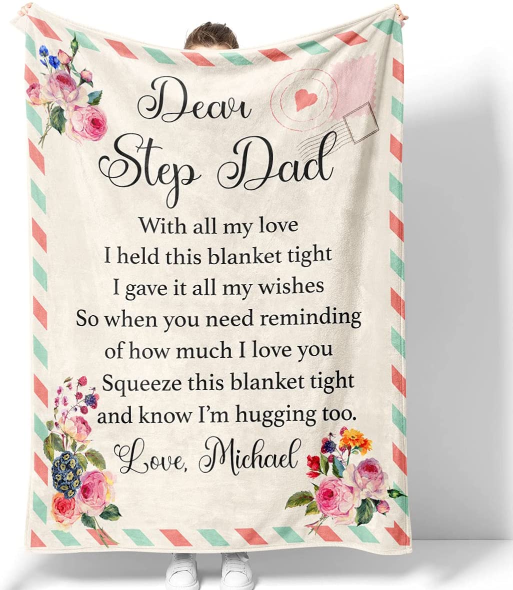 Personalized Letter Dear Step Dad, Bonus Dad Father's Day Blanket